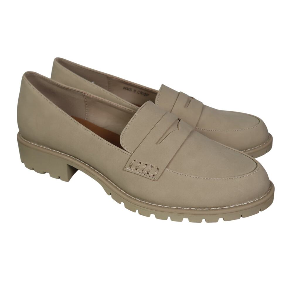 Dolce Vita Crisp Tan Faux Leather Loafers Lug Sole Size 9
